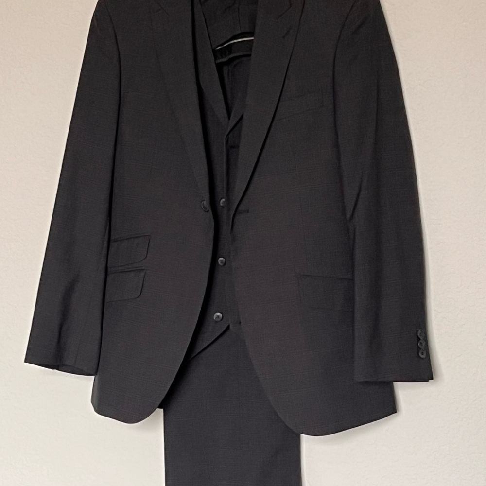 Men's 3 Piece Black Plaid Suit